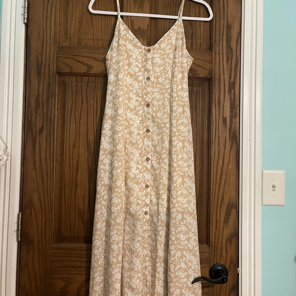Sienna Sky Cream Sundress Spaghetti Strap Midi